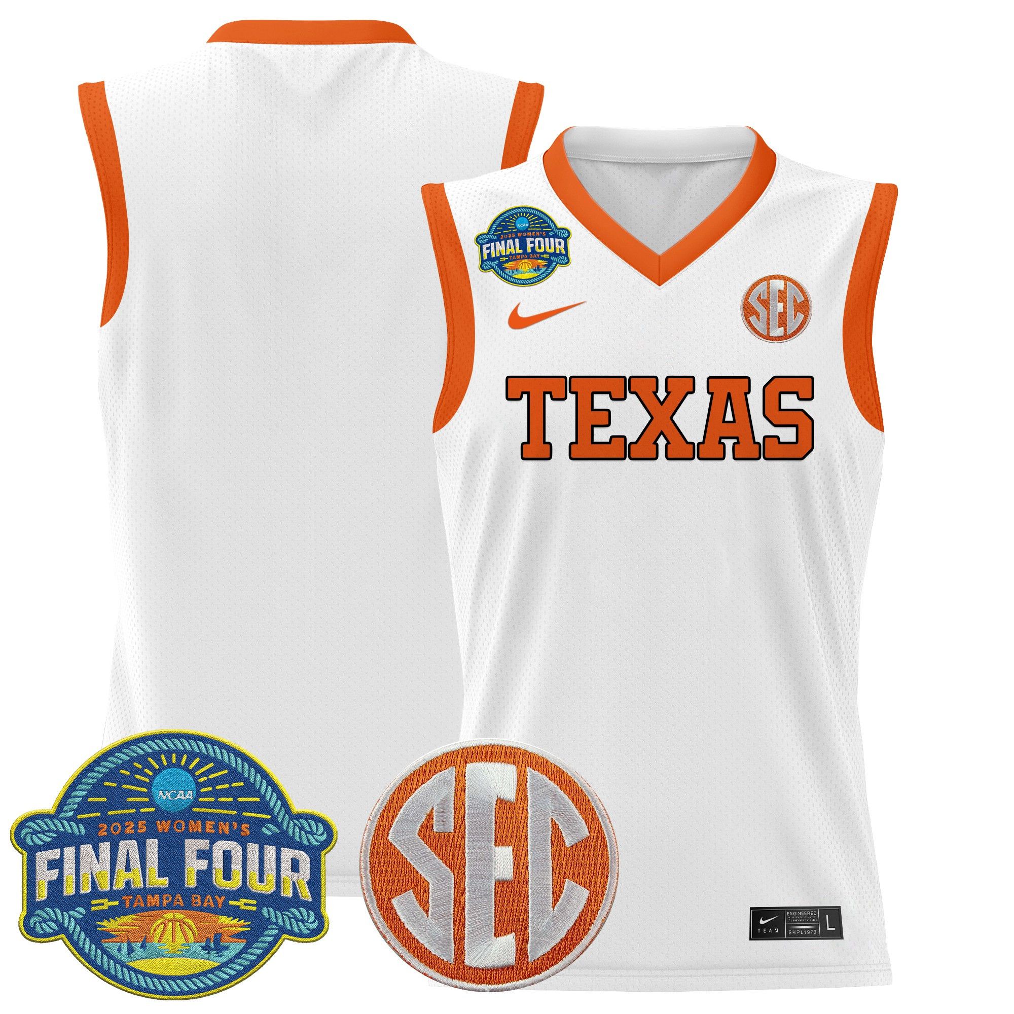 Men Texas Longhorns Blank White Nike 2025 Final Four Patch Lightweight Basketball NCAA Jersey->customized ncaa jersey->Custom Jersey